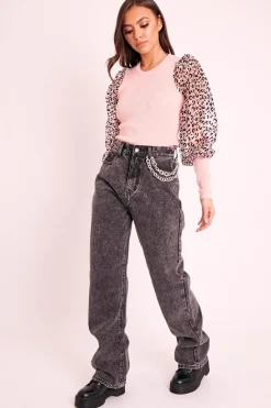 Rebellious Fashion Black Acid Wash Oversized Mom Jeans - Danielle