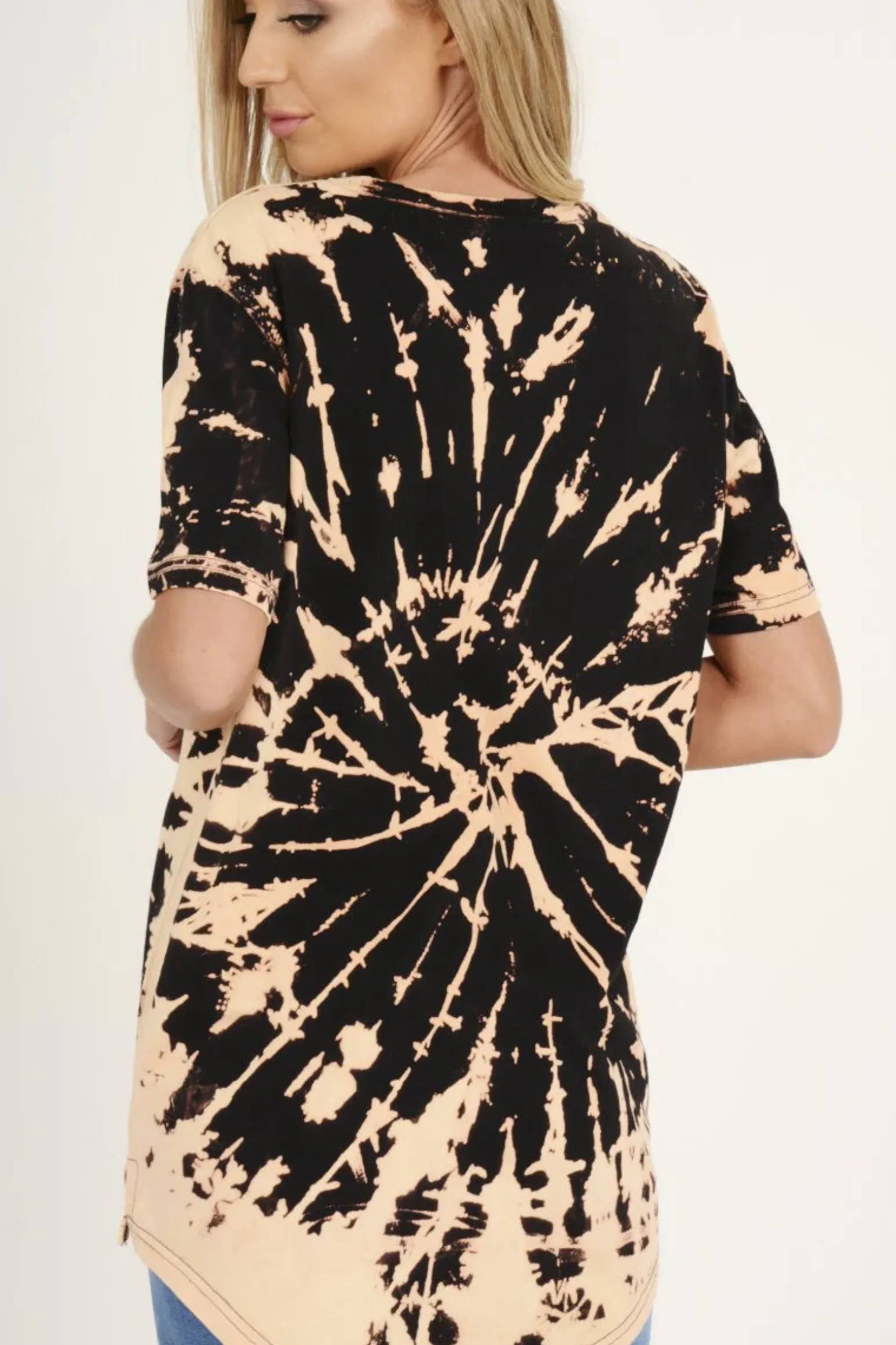 Rebellious Fashion Black Acid Wash Rock Angel Slogan T-shirt Dress - Eden