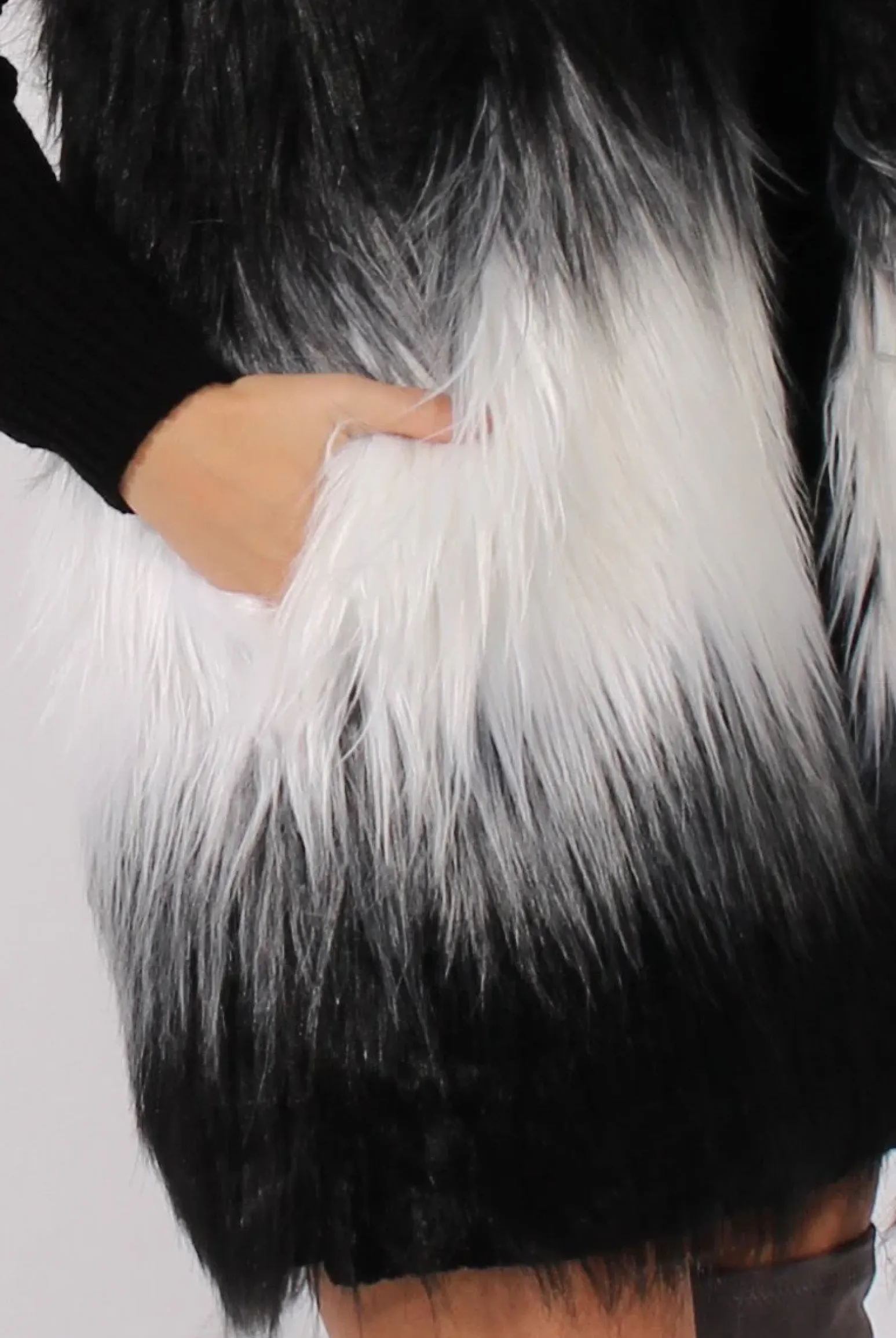 Rebellious Fashion Black & White Faux Fur Gilet - River