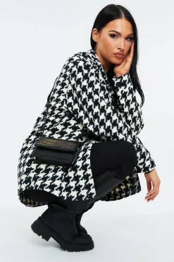Rebellious Fashion Black & White Houndstooth Pocket Front Shacket - Aleri