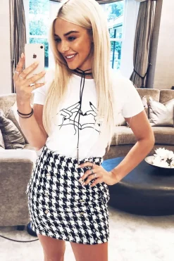 Rebellious Fashion Black and White Check Button Front Skirt - Dalena