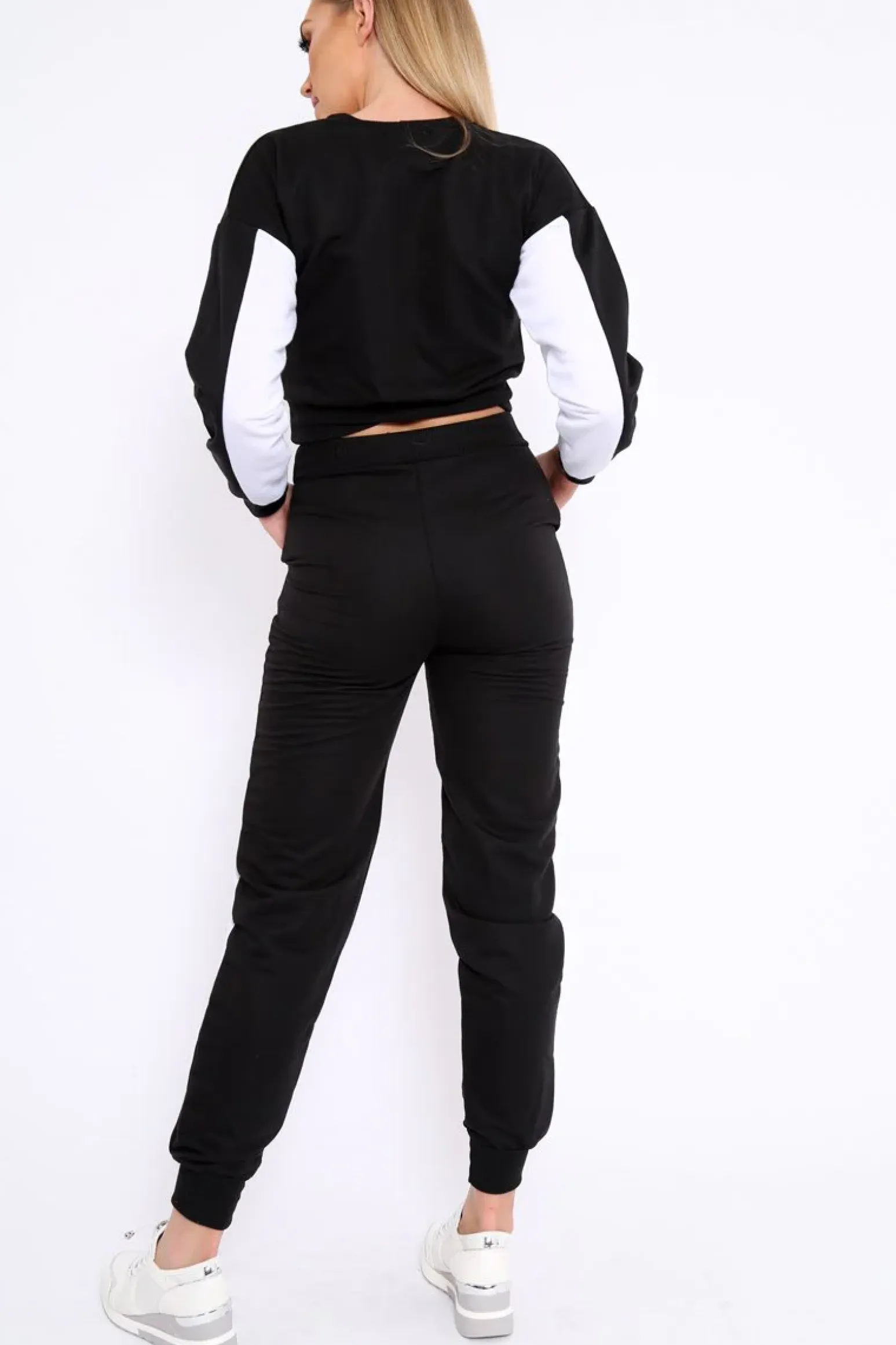 Rebellious Fashion Black and White Colour Block Loungewear Set - Elody