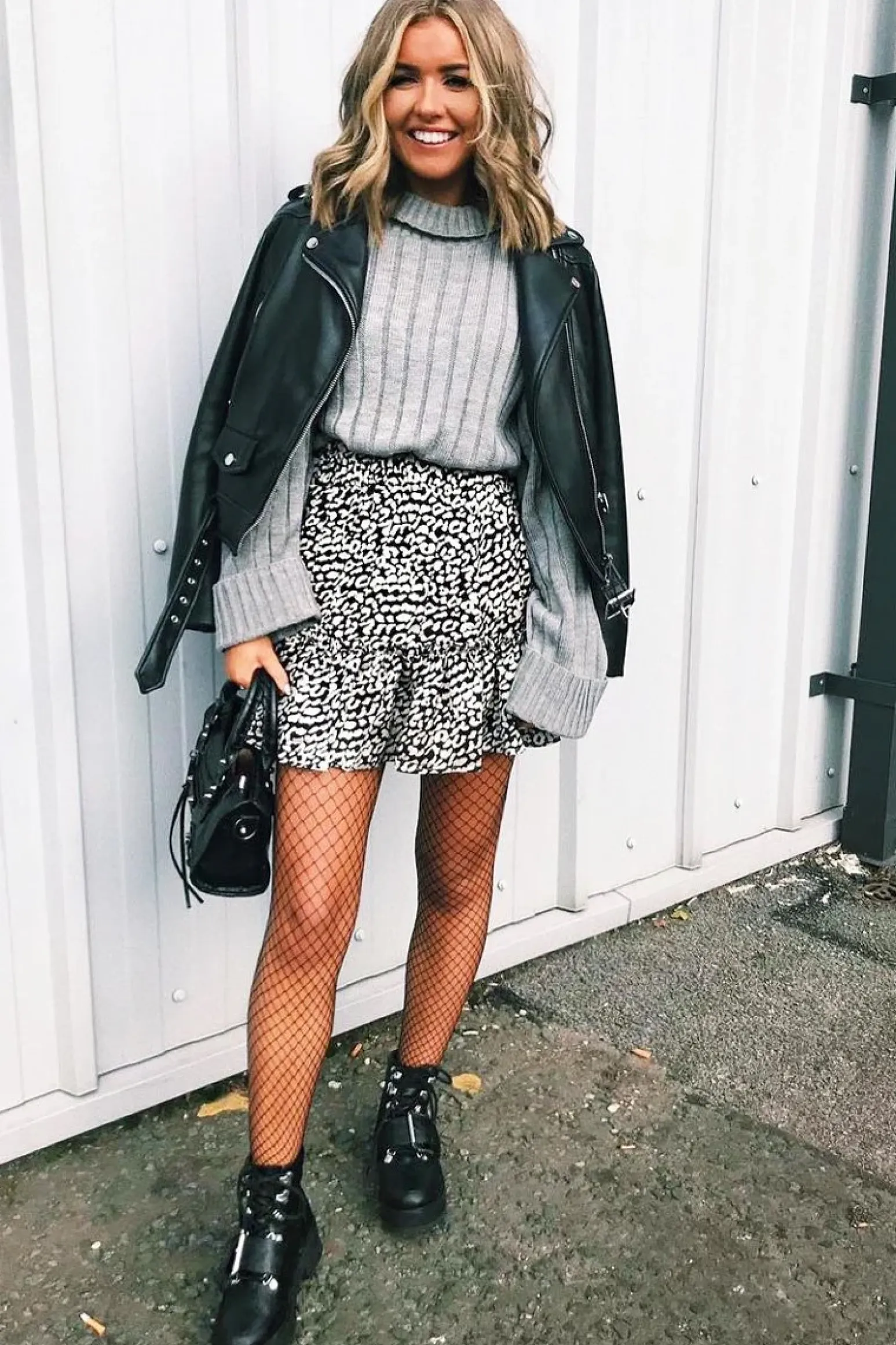 Rebellious Fashion Black and White Leopard Print Ruffle Hem Mini Skirt - Novella