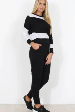 Rebellious Fashion Black and White Loungewear Set - Katie