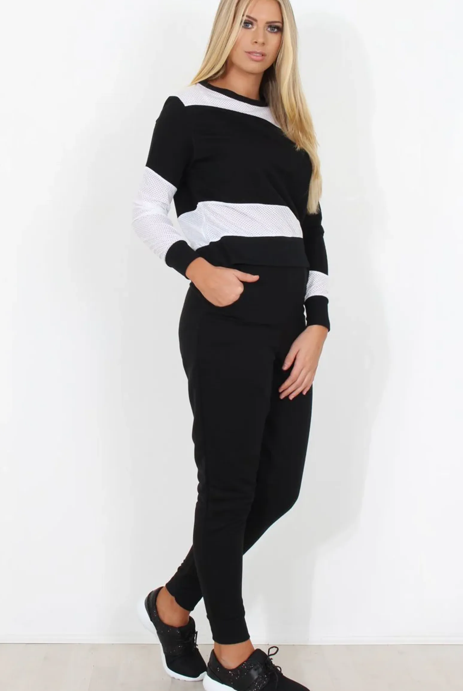 Rebellious Fashion Black and White Loungewear Set - Katie