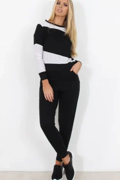 Rebellious Fashion Black and White Loungewear Set - Katie