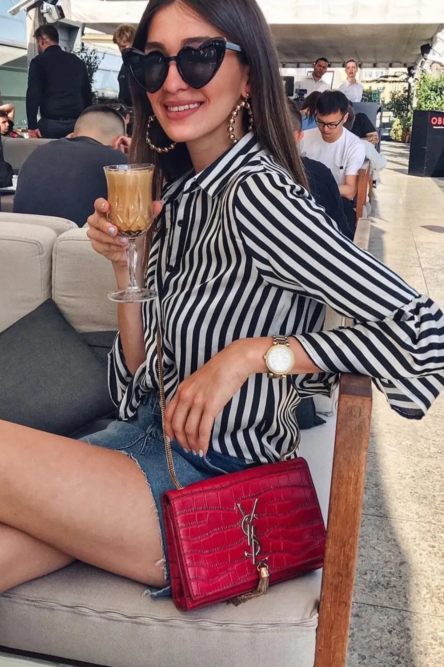 Rebellious Fashion Black and White Striped Shirt with Bell Sleeves - Harper