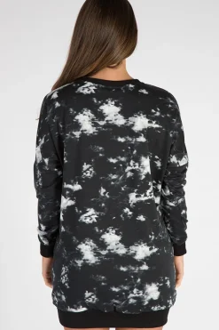 Rebellious Fashion Black and White Tie Dye Eagle Jumper Dress - Maria
