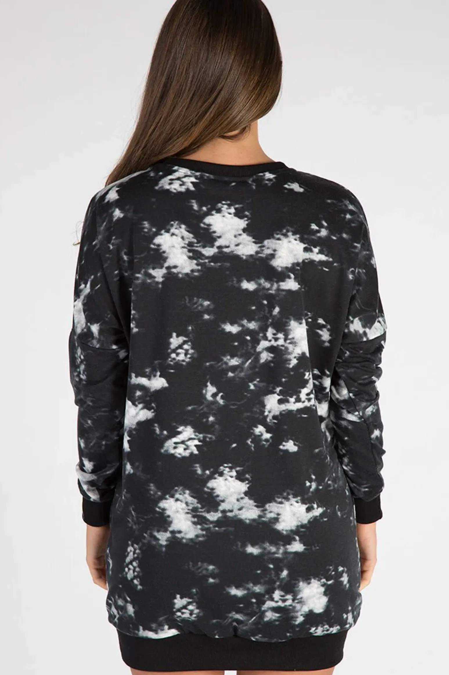 Rebellious Fashion Black and White Tie Dye Eagle Jumper Dress - Maria