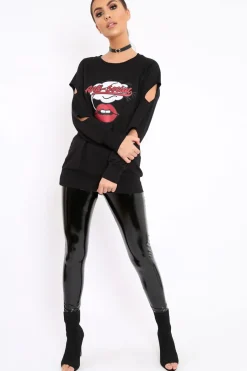 Rebellious Fashion Black Anti Social Slogan Jumper - Aaruhi