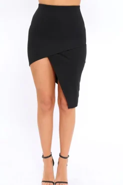Rebellious Fashion Black Asymmetric Skirt - Amina