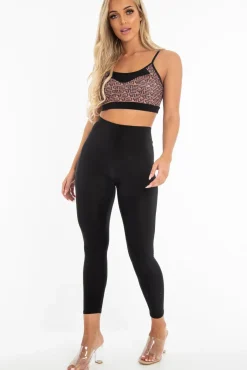 Rebellious Fashion Black Aztec Print Bralet Leggings Activewear Co-Ord - Trina