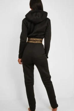 Rebellious Fashion Black Aztec Trim Loungewear Set - Galena