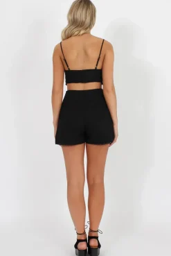 Rebellious Fashion Black Aztec Trim Two Piece Set - Alby