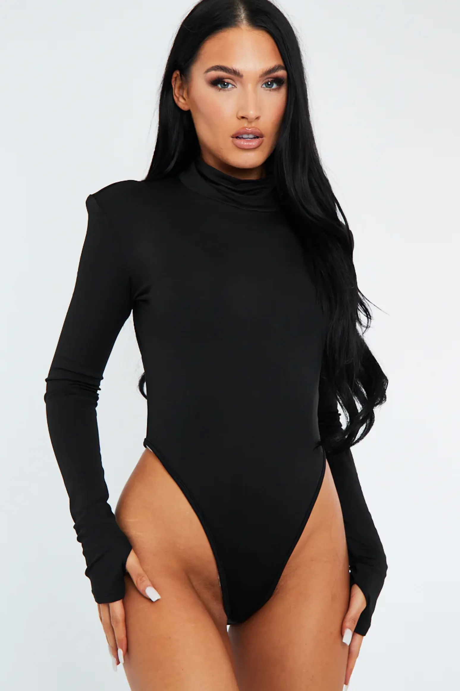 Rebellious Fashion Black Backless High Neck Bodysuit - Tilli