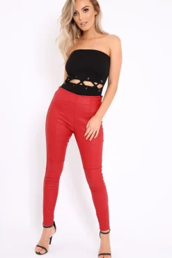 Rebellious Fashion Black Bandeau Lace Up Middle Bodysuit - Jennifer