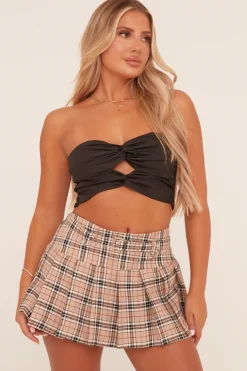Rebellious Fashion Black Bandeau Twist Front Cropped Top - Annina
