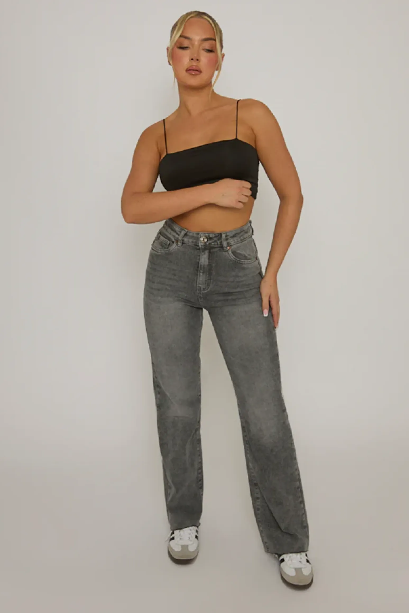 Rebellious Fashion Black Basic Strappy Crop Top - Rosaria