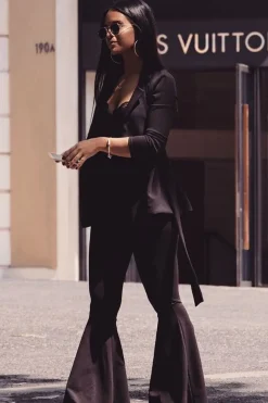 Rebellious Fashion Black Belted Blazer - Kenna
