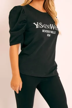 Rebellious Fashion Black Beverly Hills T-shirt and Leggings Loungewear Co-ord - Lassie