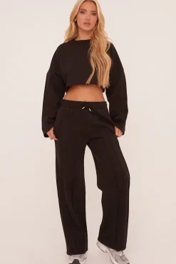 Rebellious Fashion Black Binding Detail Loungewear Co-ord Set - Ceri