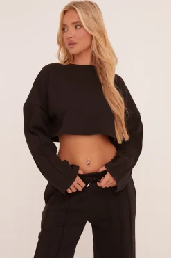 Rebellious Fashion Black Binding Detail Loungewear Co-ord Set - Ceri