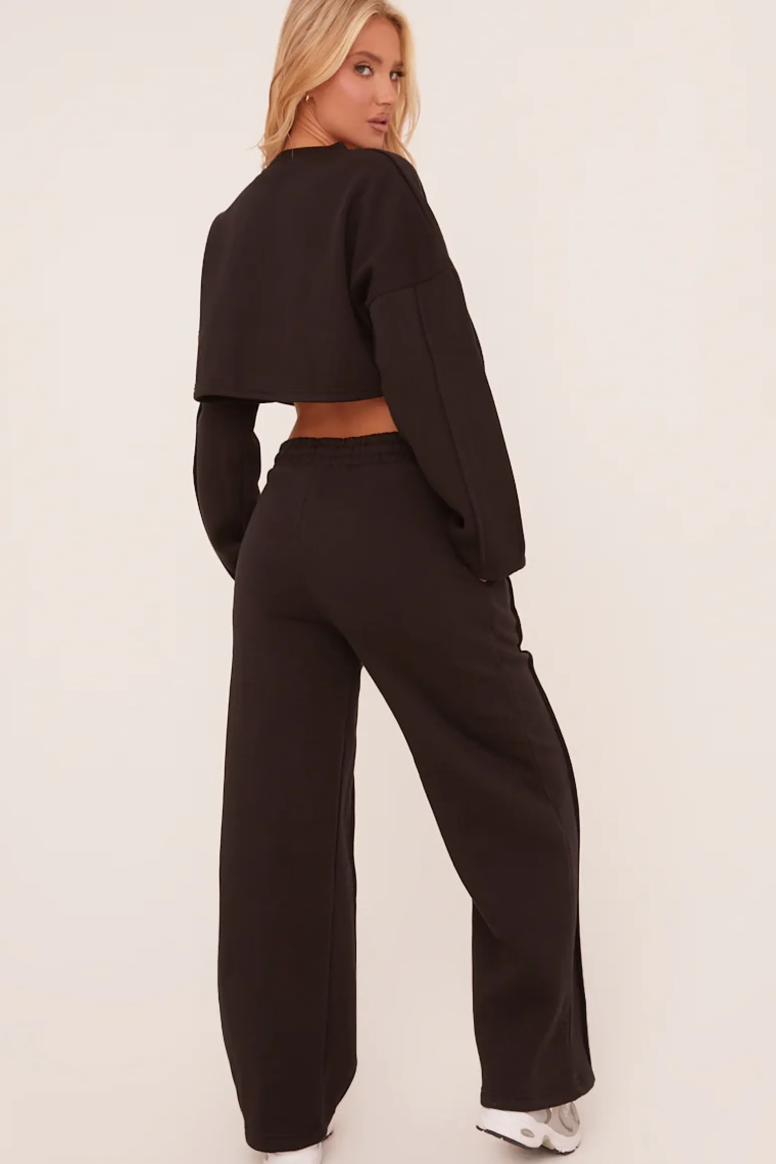 Rebellious Fashion Black Binding Detail Loungewear Co-ord Set - Ceri