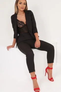 Rebellious Fashion Black Blazer and Trousers Co-Ord - Rossie