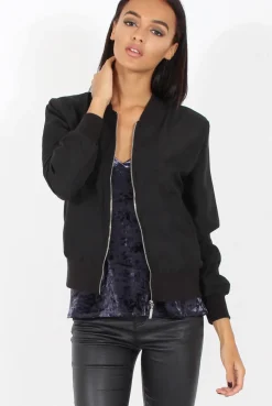 Rebellious Fashion Black Bomber Jacket - Maisie