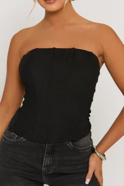 Rebellious Fashion Black Boned Corset Top - Natalya