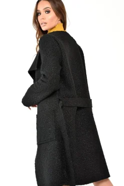 Rebellious Fashion Black Borg Belted Waterfall Jacket - Jadayah