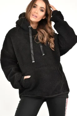 Rebellious Fashion Black Borg Pocket Front Hoodie - Dezi