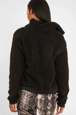 Rebellious Fashion Black Borg Zip Front Jacket - Danyelle