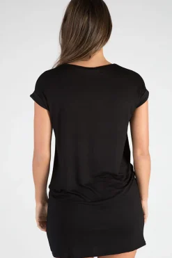 Rebellious Fashion Black Born To Fly Slogan T-Shirt Dress - Isabella