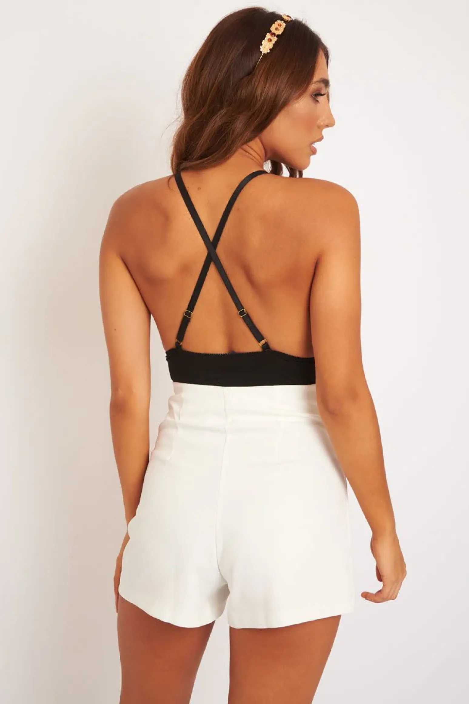 Rebellious Fashion Black Bow Front Jersey Bodysuit - Caterina
