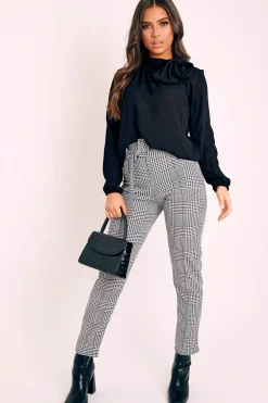 Rebellious Fashion Black Bow Neckline Lightweight Blouse - Flossie