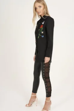 Rebellious Fashion Black Butterfly Embroidered Shirt - Elita