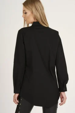 Rebellious Fashion Black Butterfly Embroidered Shirt - Elita