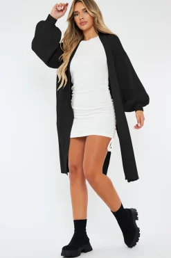 Rebellious Fashion Black Cable Knit Cardigan - Alice