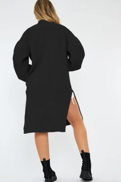 Rebellious Fashion Black Cable Knit Cardigan - Alice