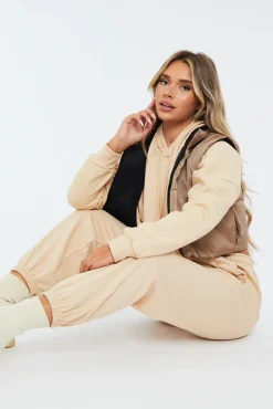 Rebellious Fashion Black Camel Reversible Cropped Puffer Gilet - Naava