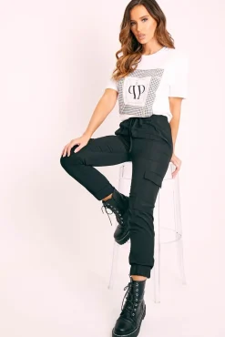 Rebellious Fashion Black Cargo Pocket Joggers - Teigen