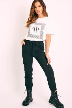 Rebellious Fashion Black Cargo Pocket Joggers - Teigen