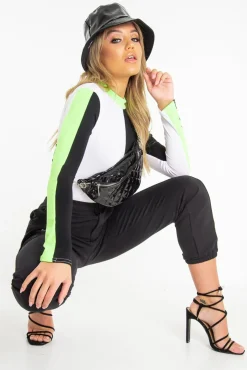 Rebellious Fashion Black Chain Detail Utility Pocket Cargo Trousers - Elinor