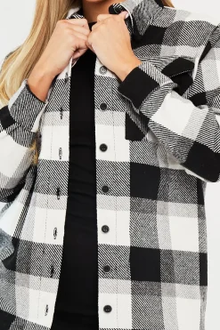 Rebellious Fashion Black Checked Brushed Shacket - Brissa