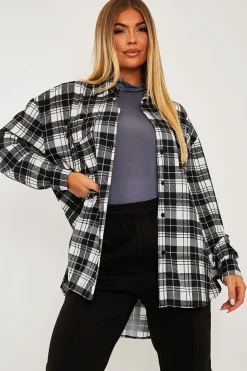 Rebellious Fashion Black Checked Pocket Front Shirt - Haily