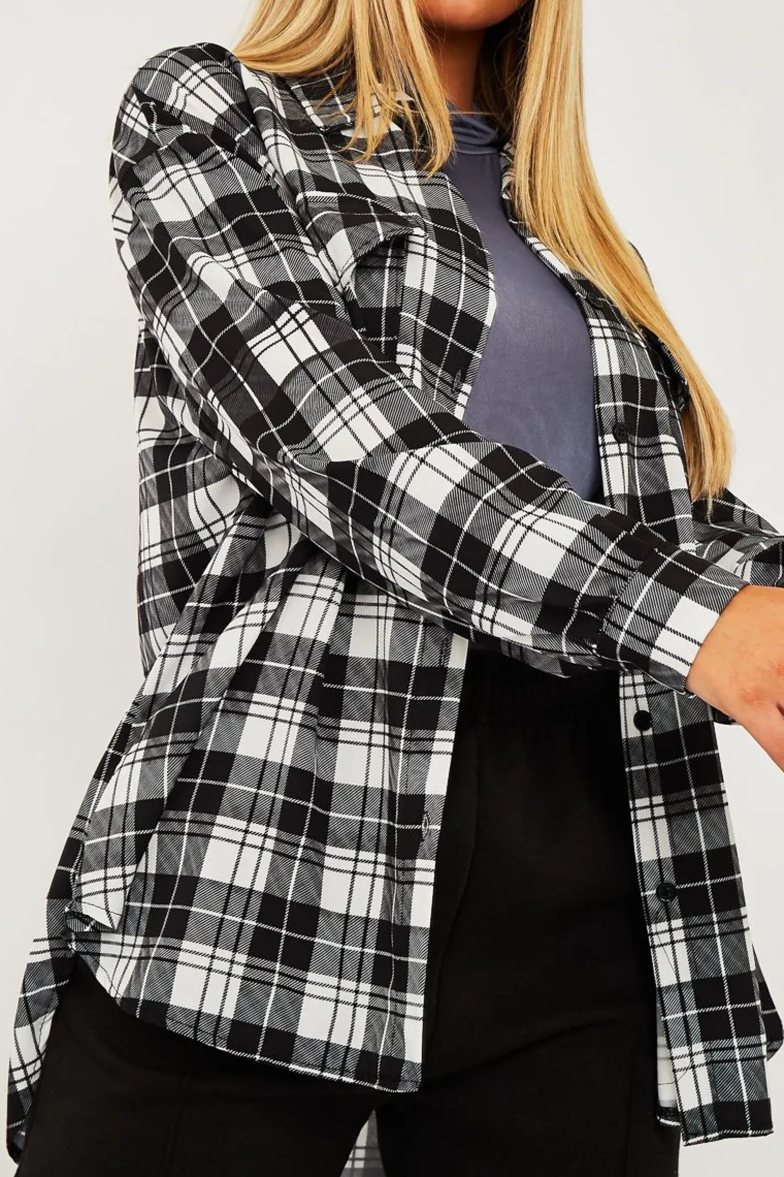 Rebellious Fashion Black Checked Pocket Front Shirt - Haily