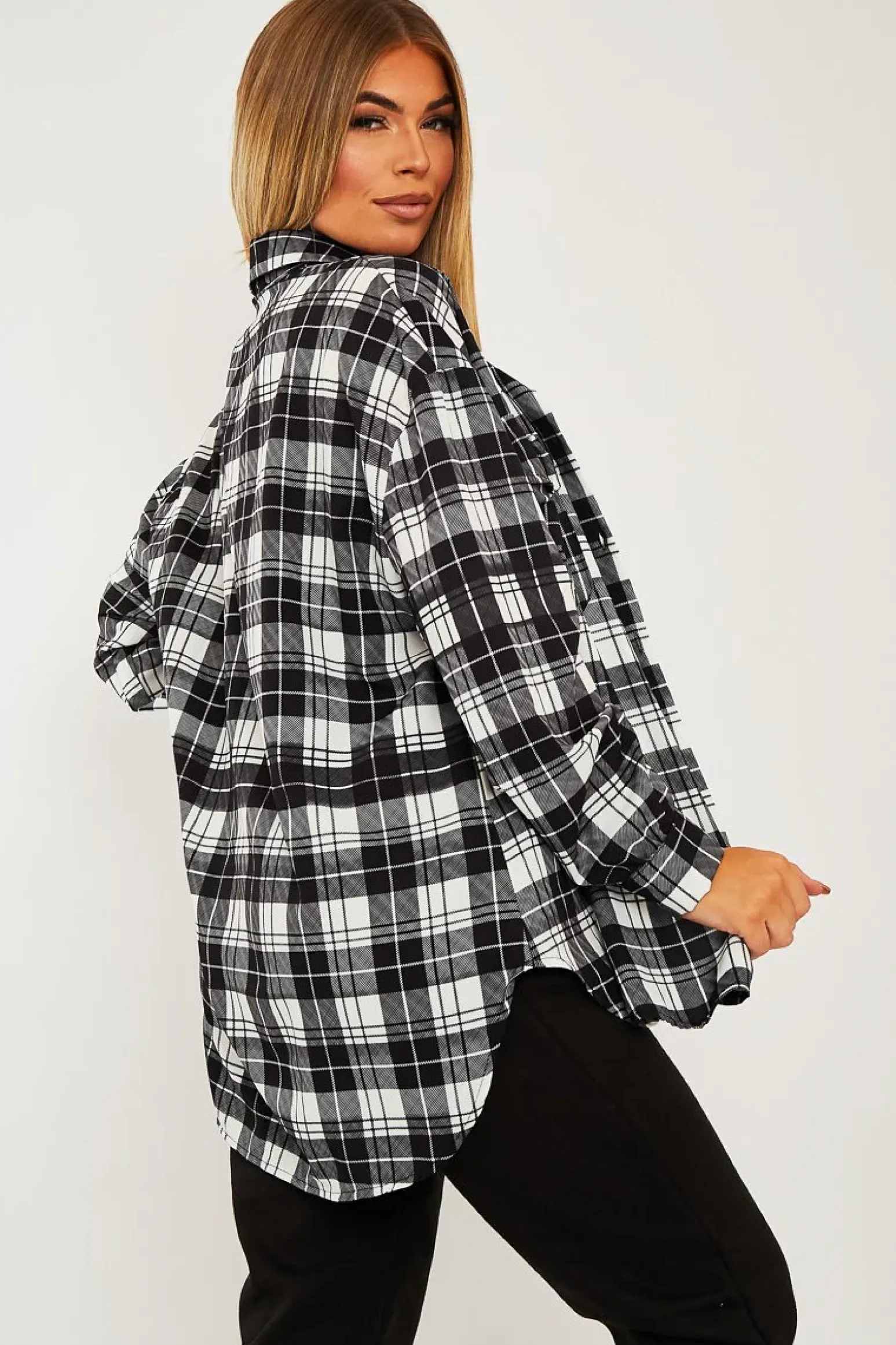 Rebellious Fashion Black Checked Pocket Front Shirt - Haily