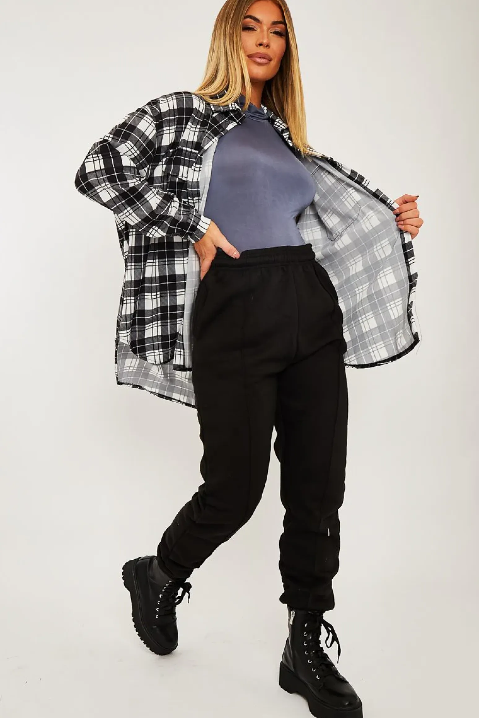 Rebellious Fashion Black Checked Pocket Front Shirt - Haily