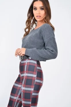 Rebellious Fashion Black Check High Waist Flared Trousers - Cherie